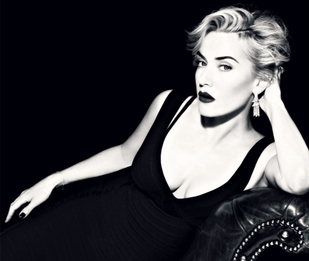 Kate Winslet - white, black, actress, kate winslet, girl, woman, blue