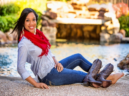 Relaxing With My Boots Off - style, girls, western, women, models, ranch, cowgirls, brunettes, fun, female, boots, fashion