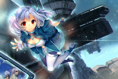 Cute girl - pretty, cute, spacecraft, anime, girl