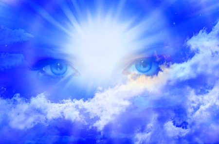 Blue eyes - blue, clouds, eyes, sun