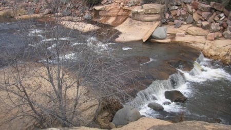 Sedona, Arizona (Slide Rock) - sedona, nature, arizona, water, tree, slide, rocks