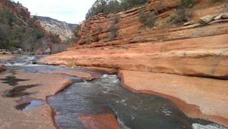 Sedona, Arizona (Slide Rock) - sedona, arizona, mountain, water, slide, rocks