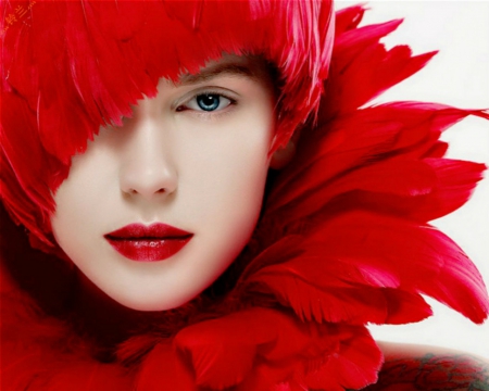 Pretty Face - woman, face, flower, red