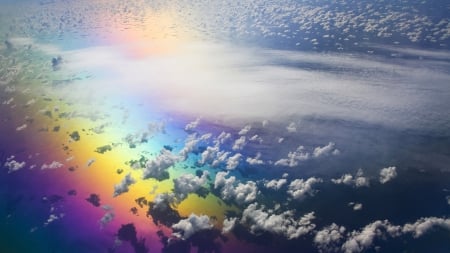 Aerial View Of Rainbow - horizon, rainbow, sky, colorful, hd, nature, view, clouds, aerial