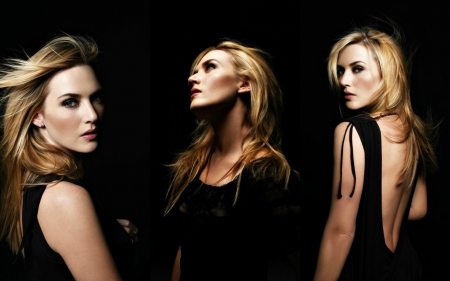 Kate Winslet - black, actress, kate winslet, collage, blonde, by cehenot, girl, woman