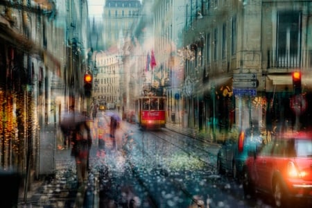 Rainy Day - rain, water, road, nature, town, city, splendor, rainy, drops