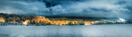 Winter Time - clouds, house, winter, snowy, snow, landscape, winter time, nature, sky