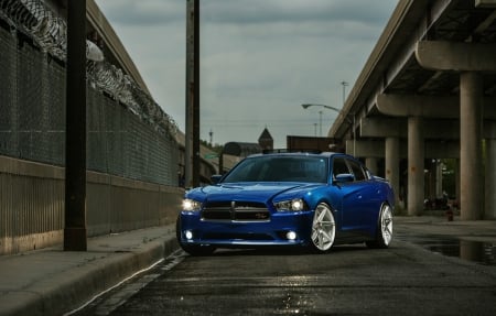 Dodge-Charger-RT - mopar, rt, custom wheels, blue