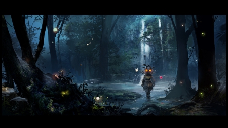 Majora's Mask Skull Kid in a dark forest - Legend of Zelda, Skull Kid, Forest, Majoras Mask, Nintendo