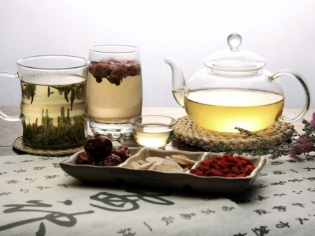 Green Tea - glasses, nice, morning, tea, teapot