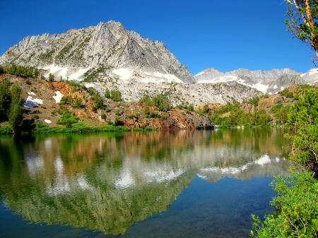 Hurd peak - beautiful, tranquil, landscape, reflection, mountain, peak, cliffs, serenity, lvoely, lake, sky, rocks