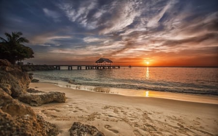 sunset - cool, fun, beach, sunset, ocean, nature