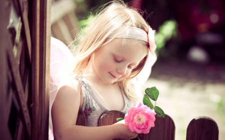 little girl - fun, people, belle, sightly, white, face, childhood, fair, little, bonny, adorable, nature, pink, beautiful, sweet, nice, beauty, photography, standing, pretty, baby, green, cute, kid, dainty, girl, lovely, pure, comely, desktopnexus, smile, blonde, flower