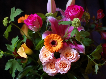 Gorgeous Flowers - flowers, chrysanthemum, rose, bouquet