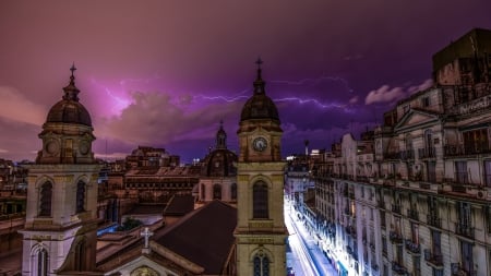 Buenos Aires Argentina - Lightning - Argentina, nighttime, cityscapes, nature, Buenos Aires, architecture, lightning