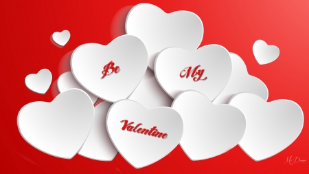 3D Valentines - valentines day, hearts, red and white, 3d