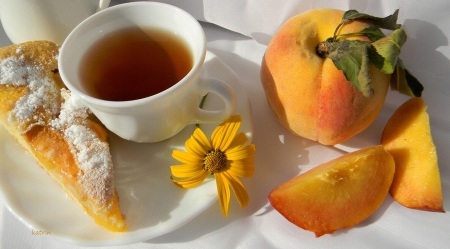 Tea Time - flowers, tea, cup, beautiful