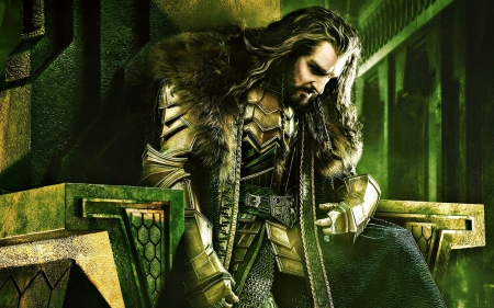 Richard Armitage as Thorin - movie, the battle of the five armies, richard armitage, thorin, fantasy, man, actor, green, the hobbit