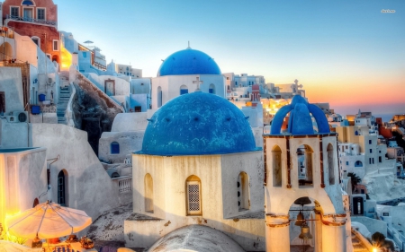 Santorini Church - santorini, churches, greece, houses, architecture, buildings