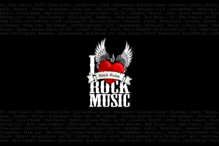 I Love Rock Music - Rock, Wings, Band, Music, Love, Heart, Wing