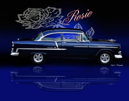 1955 CHEVY - CAR, CHEVY, BLUE, MUSCLE