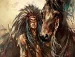 Native Girl and Her Horse