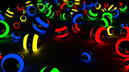 3D Glowing Balls - Beauty, Balls, 3D, Abstract