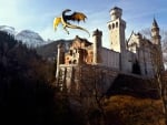 Dragon Flying Over Neuschwanstein Castle, Germany