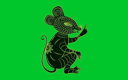 Chinese zodiac ~ Rat - rat, chinese zodiac, animal, fantasy, black, zune, mouse, green