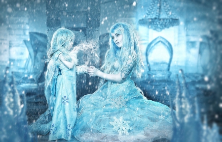 Ice Queen - woman, ice, queen, blue