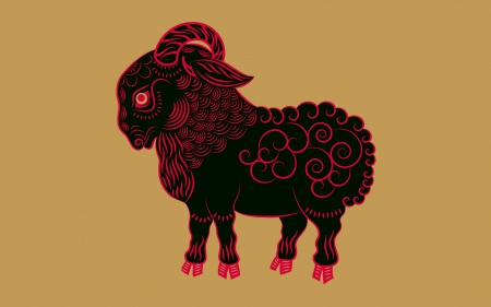 Chinese Zodiac ~ Goat - sheep, zodiac, yellow, red, zune, animal, chinese, fantasy