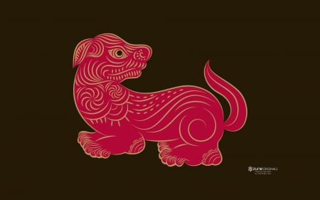 Chinese Zodiac ~ Dog - red, chinese, brown, animal, fantasy, zune originals, dog