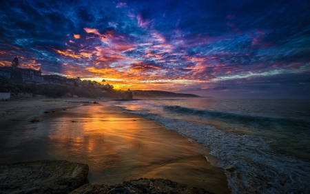 beach sunset - cool, fun, beach, sunset, ocean, nature