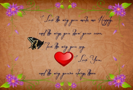 Valentine's Day - heart, quote, flowers, Valentines Day, butterfly, Valentine, text, words, Valentines