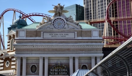 Entrance to New York New York  - scenery, USA, photography, photo, cityscape, architecture, wide screen, casino, New York New York, Nevada, Las Vegas