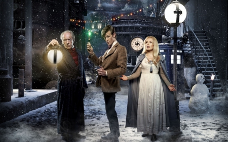 Doctor Who (2005â€“) - snowman, woman, craciun, actress, people, light, tv series, night, winter, fantasy, christmas, lantern, man, snow, actor, doctor who