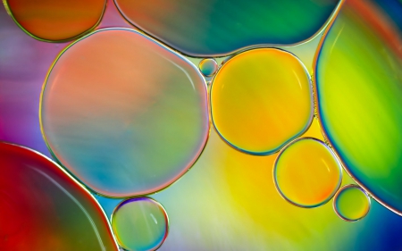 Water bubbles - rainbow, glass, water, colorful, bubbles, yellow, red, blue, orange, green, texture, drops