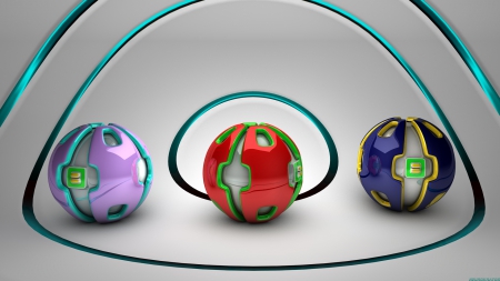 Magnetic Attraction - ball, studio, spheres, HD, abstract 3d, 3D, 1920x1080