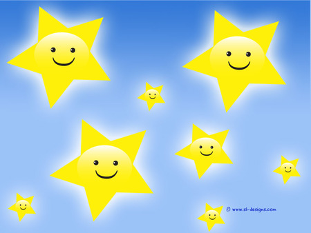 smiley - smiley, stars, background, blue