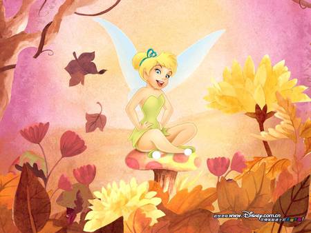 Tinkerbell - flowers, tinkerbell, fairy, peter pan, woods, leaves