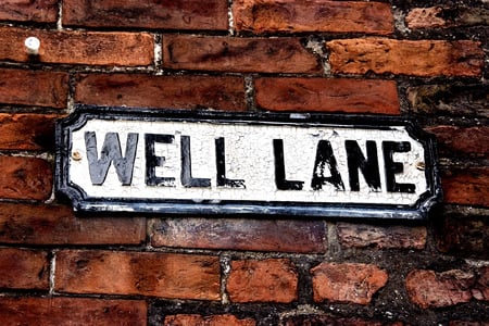 Well Lane - brick, sign, strre name, well, lane