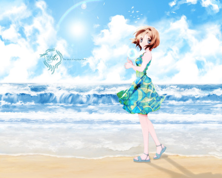 Air - ocean, anime girl, misuzu, air