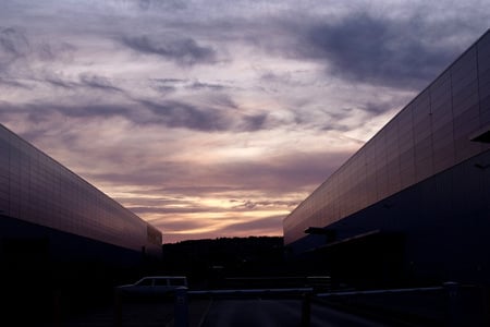 Home Time - factories, evening, dusk, night, buildings