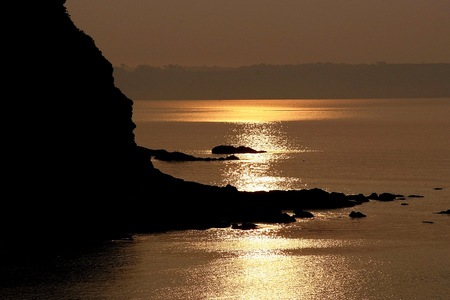 Sunset Horizon - evening, sea, dusk, water sunset, coast, rocks