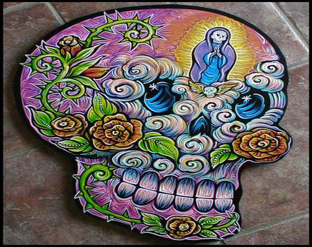 TIKI - skull, colorful, sugar