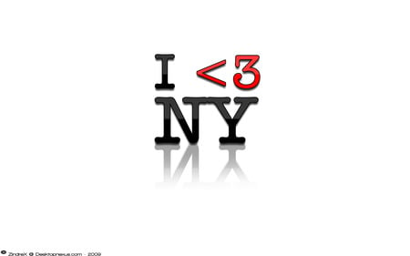 I Love NY - heart, logo, i, writing, love, reflection, ny, black, american typewriter, white, font, red, new york