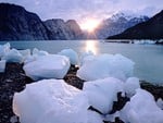 Ice Bolders Mountain Lake 