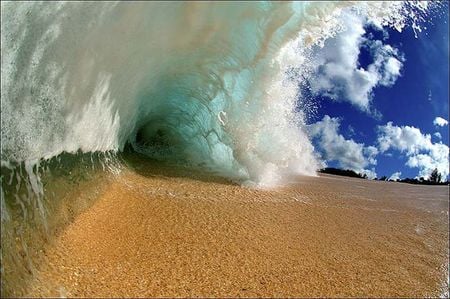 Wave and Sand - water, blue, beach, hawaii, ocean, sand, photograph, nature, waves, wave