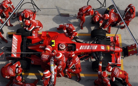 In the pit - aerial view, background, 1920x1200, formula one