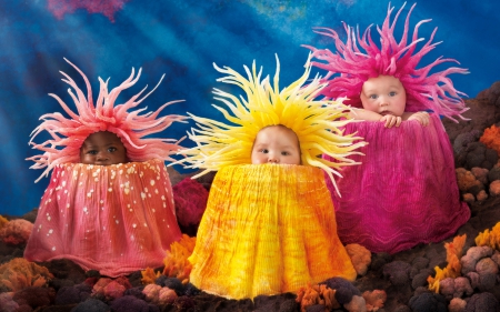 Cute Babies :) - colorful, babies, cute, happy